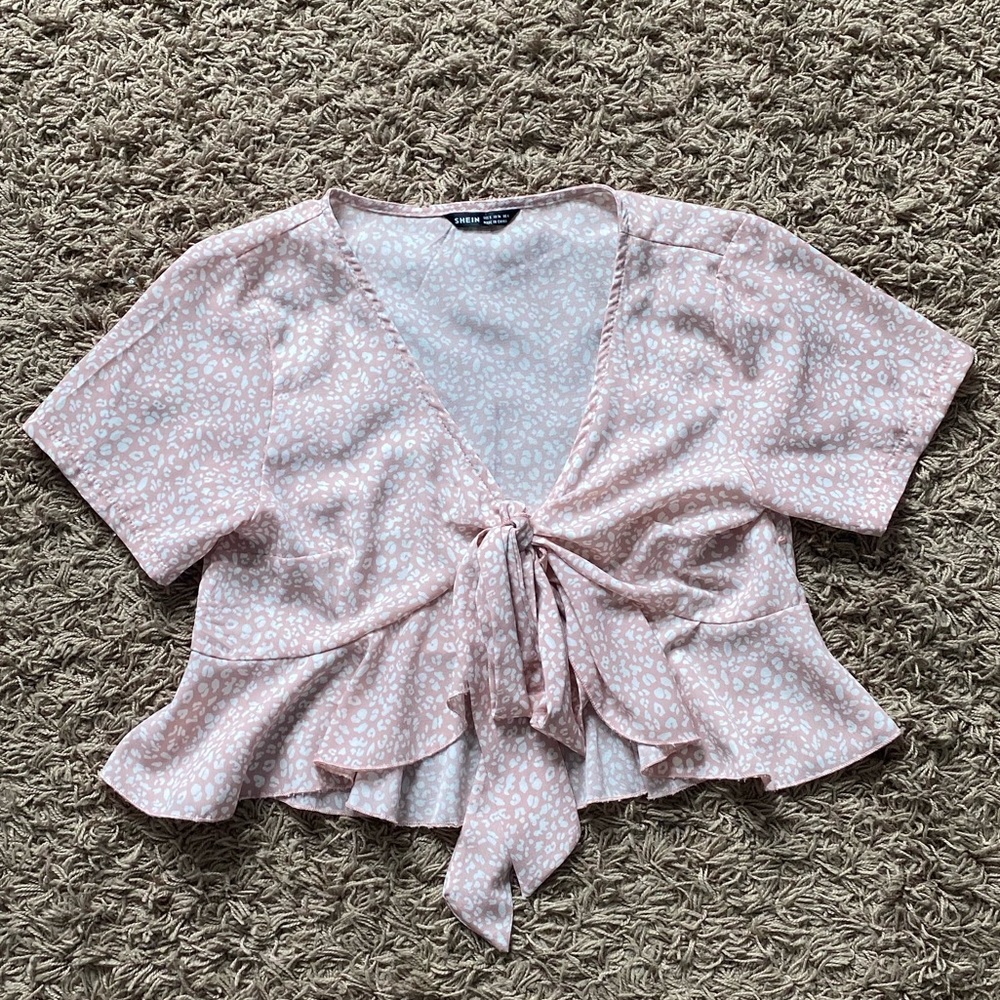 Pink tie front top